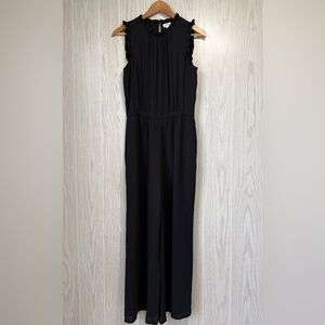 J.Crew Black Sleeveless Ruffle Neck Wide-Leg Jumpsuit Size 4 EUC